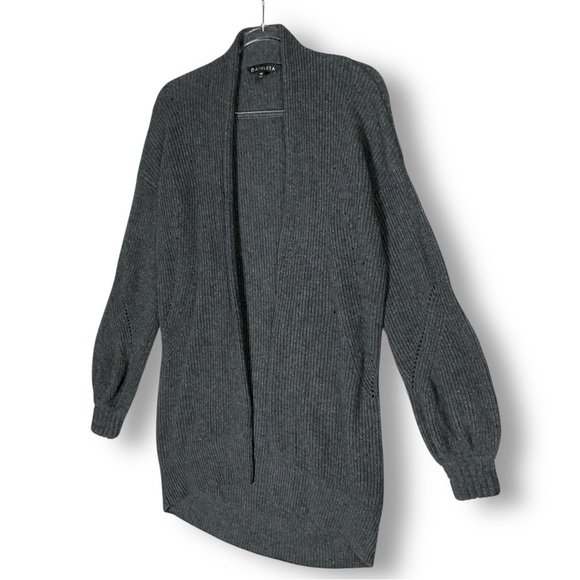 Athleta Lucca Cardigan Sweater Sz XS Cashmere Wool Blend Charcoal Gray Long Open - Picture 5 of 12